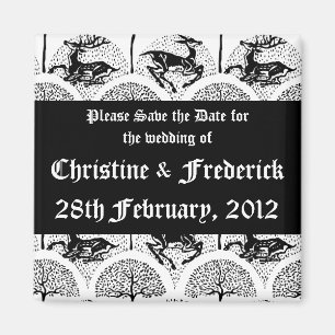 Rokoko Wedding mit Floral, Quadrat speichern Datum Magnet