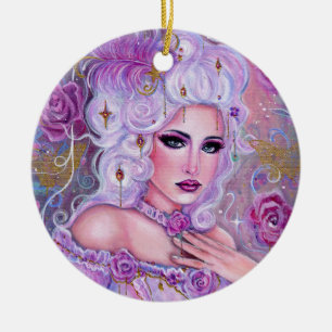 Rokokofantasie-Kunst zum Valentinstag von Renee La Keramik Ornament