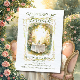 Rokokogarten-Rahmen Galentine-Brunch Sanfte Floral Einladung
