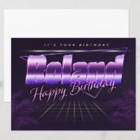 Roland Name Vorname lila retro Karte Geburtstag