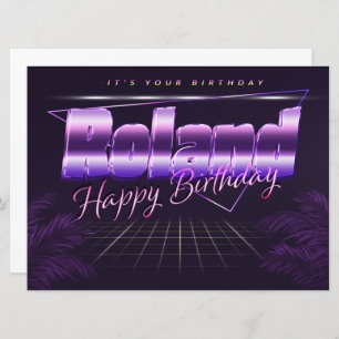 Roland Name Vorname lila retro Karte Geburtstag