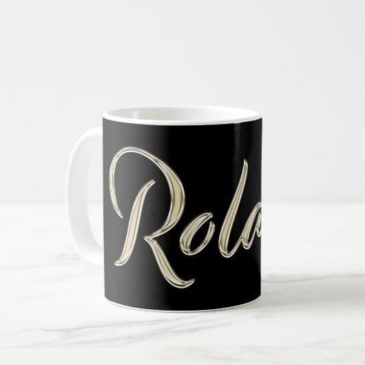 Roland Name whitegold Tasse Teetasse Kaffeetasse (Vorderseite Links)