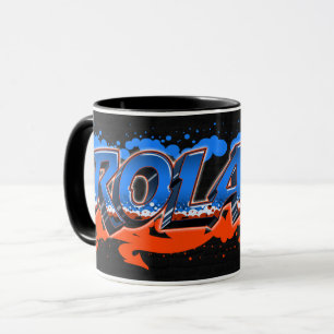 Roland Vorname Name Graffiti blue orange Tasse
