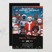 Roleplay Party Anime Robot Weihnachten Einladung (Vorne/Hinten)