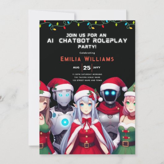 Roleplay Party Anime Robot Weihnachten Einladung (Vorderseite)