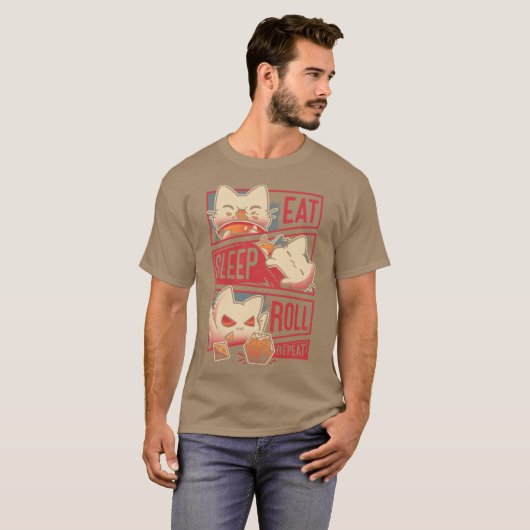 Roleplayer Routine Kitten Dice Roll T-Shirt (Vorne ganz)