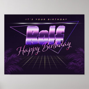 Rolf Name Vorname lila retro Poster Geburtstag