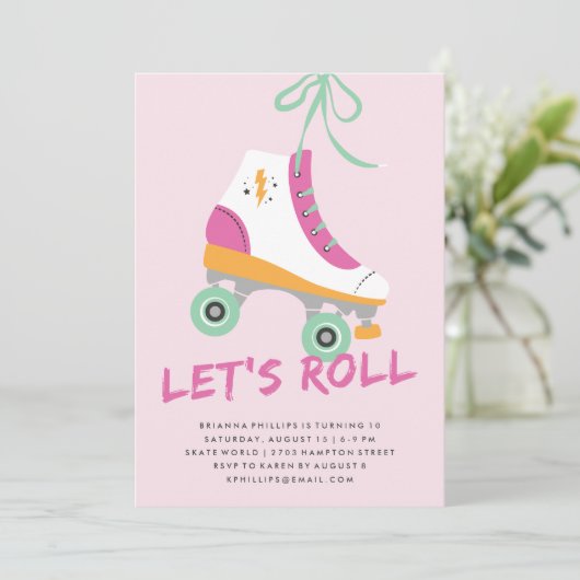 Roll Birthday Einladung - Magenta (Stehend Vorderseite)