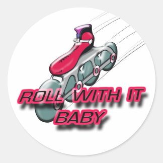 Roll damit, Baby Runder Aufkleber