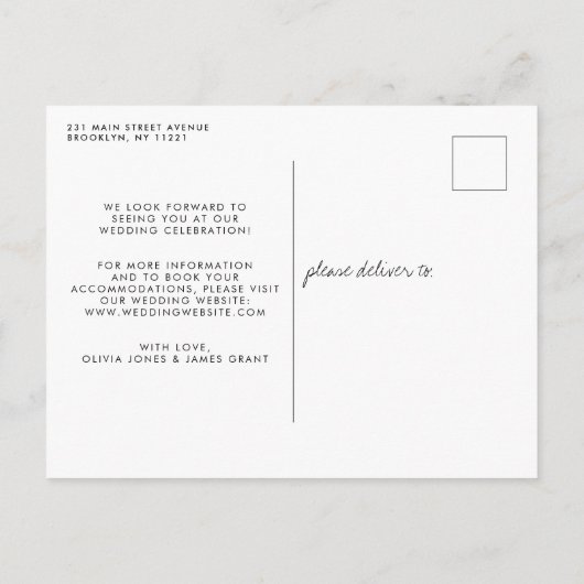 Roll damit verändern das Datum der Hochzeitverläng Ankündigungspostkarte (Rückseite)