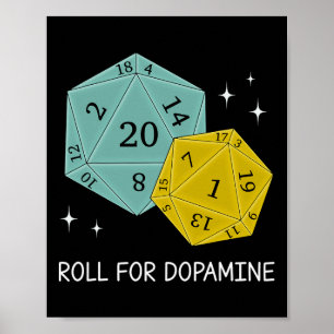 Roll For Dopamine Dnd Neurodiversität D20 Würfel A Poster