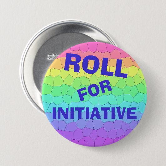 "Roll for Initiative" Rainbow Dungeons Dragons Button (Vorne & Hinten)