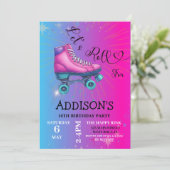 Roll for , Retro Roller Skaten Geburtstag Einladung (Stehend Vorderseite)