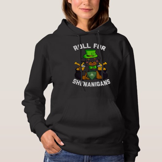Roll For Shenanigans Rottweiler Dog D20 Rpg St Pat Hoodie (Vorderseite)