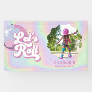 Roll Fun Retro Roller Skaten Girls Geburtstag Banner