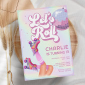 Roll Fun Retro Roller Skaten Girls Geburtstag Einladung