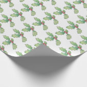 Roll Gift Wrap Paper Holly Jolly Print Geschenkpapier (Ecke)