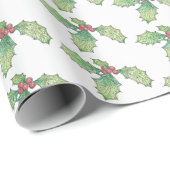 Roll Gift Wrap Paper Holly Jolly Print Geschenkpapier (Rolleneckpunkt)