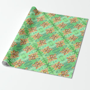 Roll Gift Wrap Paper - Orange & Yellow Orchideen Geschenkpapier