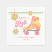Roll Girl Roller Skaten Geburtstagsparty Serviette (Vorderseite)