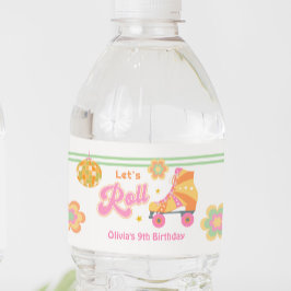 Roll Girl Roller Skaten Geburtstagsparty Wasserflaschenetikett