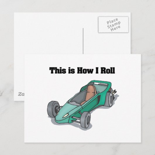 Roll (Go Cart) Postkarte (Vorne/Hinten)