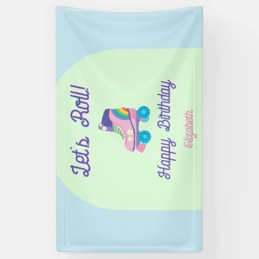 Roll Happy Birthday Retro Roller Skate Banner (Vertikal)