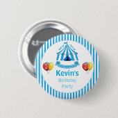 Roll hoch! Roll hoch! Circus Birthday Party Blue Button (Vorne & Hinten)