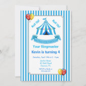 Roll hoch! Roll hoch! Circus Birthday Party Blue Einladung (Vorderseite)