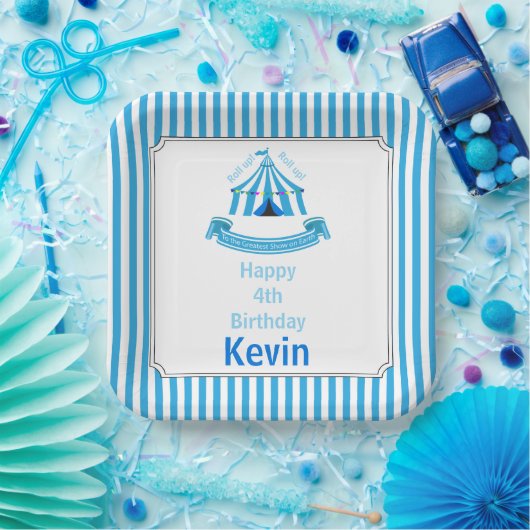 Roll hoch! Roll hoch! Circus Birthday Party Blue Pappteller (Party)