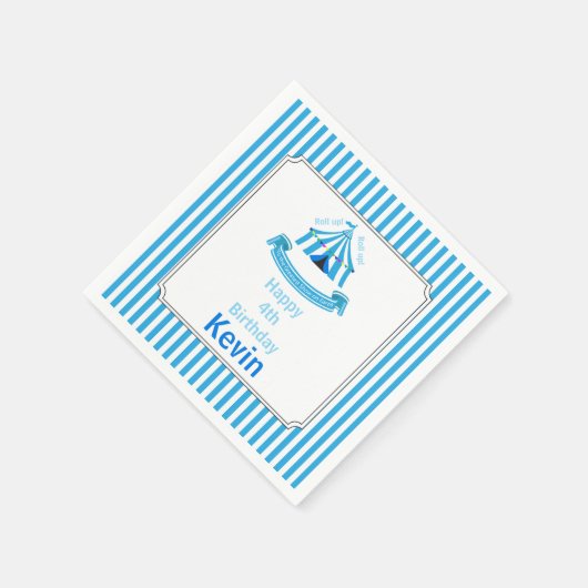 Roll hoch! Roll hoch! Circus Birthday Party Blue Serviette (Ecke)