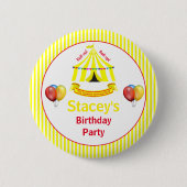 Roll hoch! Roll hoch! Circus Birthday Party Gelb Button (Vorderseite)