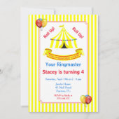 Roll hoch! Roll hoch! Circus Birthday Party Gelb Einladung (Vorderseite)