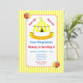 Roll hoch! Roll hoch! Circus Birthday Party Gelb Einladung (Stehend Vorderseite)