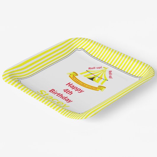 Roll hoch! Roll hoch! Circus Birthday Party Gelb Pappteller (Gewinkelt)