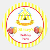 Roll hoch! Roll hoch! Circus Birthday Party Gelb Runder Aufkleber (Vorderseite)
