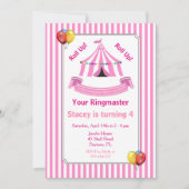 Roll hoch! Roll hoch! Circus Birthday Party Pink Einladung (Vorderseite)