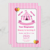 Roll hoch! Roll hoch! Circus Birthday Party Pink Einladung (Vorne/Hinten)