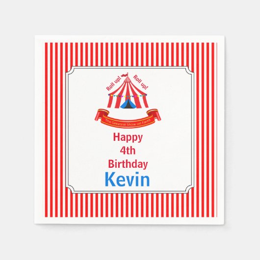 Roll hoch! Roll hoch! Circus Birthday Party Serviette (Vorderseite)