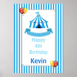 Roll hoch! Roll hoch! Circus Birthday Poster in Bl