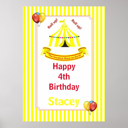 Roll hoch! Roll hoch! Circus Birthday Poster in Ge (Vorne)