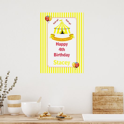 Roll hoch! Roll hoch! Circus Birthday Poster in Ge (Küche)
