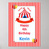 Roll hoch! Roll hoch! Circus Birthday Poster in Ro (Vorne)