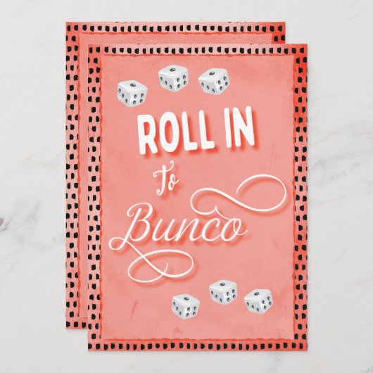 Roll in Bunco Dice Party Einladung (Vorne/Hinten)