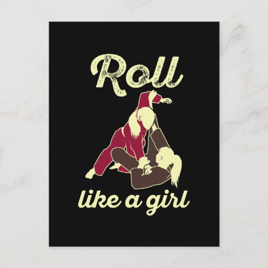 Roll Like a Girl Brazilian Jiu Jitsu BJJ Postkarte (Vorderseite)
