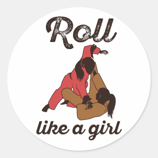 Roll Like a Girl Jiu Jitus Runder Aufkleber (Vorderseite)