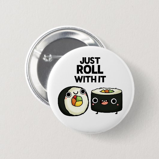 Roll mit dem lustigen Sushi Roll Pub Button (Vorne & Hinten)