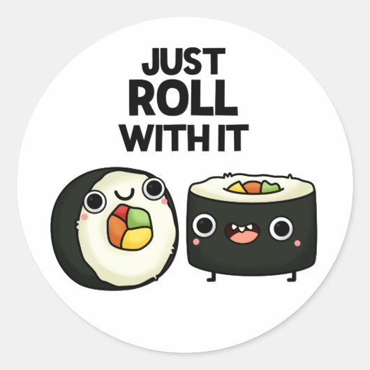 Roll mit dem lustigen Sushi Roll Pub Runder Aufkleber (Vorderseite)