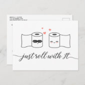 Roll mit ihm Aufschiebung Hochzeit Ankündigungspostkarte (Vorne/Hinten)