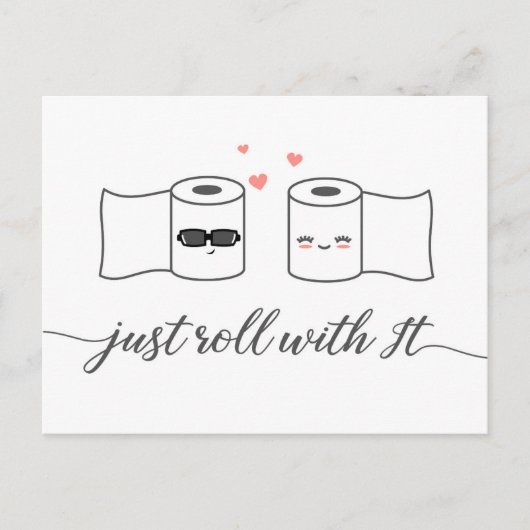 Roll mit ihm Aufschiebung Hochzeit Ankündigungspostkarte (Vorderseite)